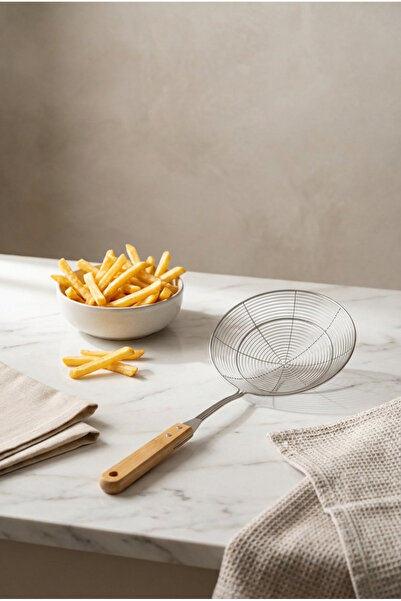 Bambum مغرفة سلكية بمقبض من الخيزران مقاس 20 سم