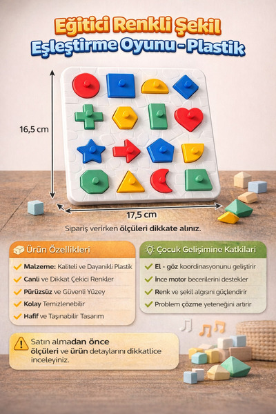 TRİMENT3D Color & Shape Learning Set for Children 17 Pieces