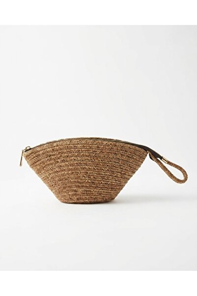 As Design Atölye Bambu Hasır Yazlık Tress Handmade Clutch El Çantası