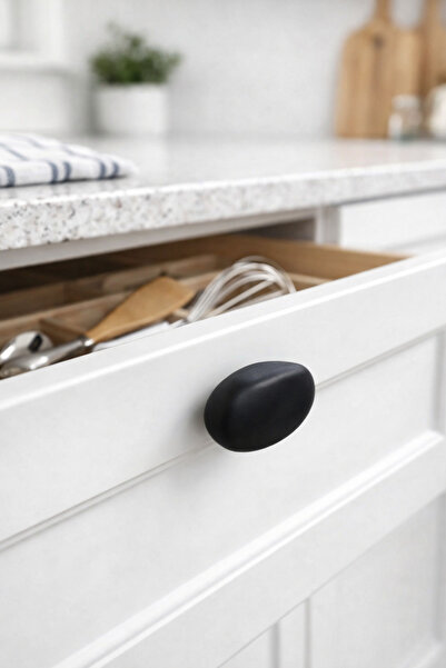 Porcellana Perla MAT SİYAH Porselen Taş Düğme Kulp Kulpu Dolap Çekmece Banyo ...
