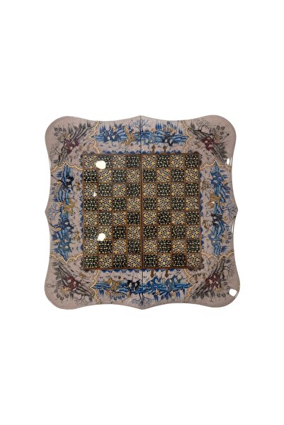 Ebrişim İran’ın El İşlemesi Hatem ve Minyatür Tavla ve Satranç - 50x50 CM