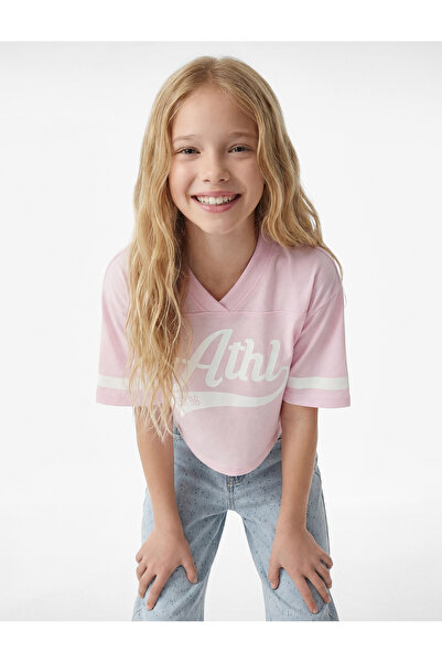 Koton Μπλουζάκι με λαιμόκοψη V και κοντό μανίκι, με στάμπα και λαιμόκοψη ποδη...