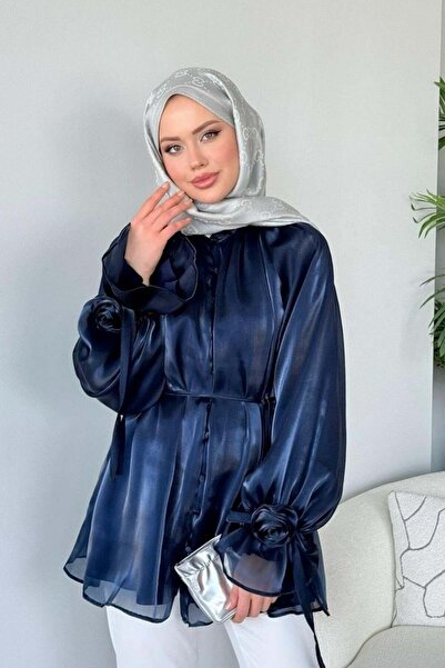 Şulemoda Giyim Ρειάν Οργανωμένο Τουνίκ Ναυτικό Μπλε