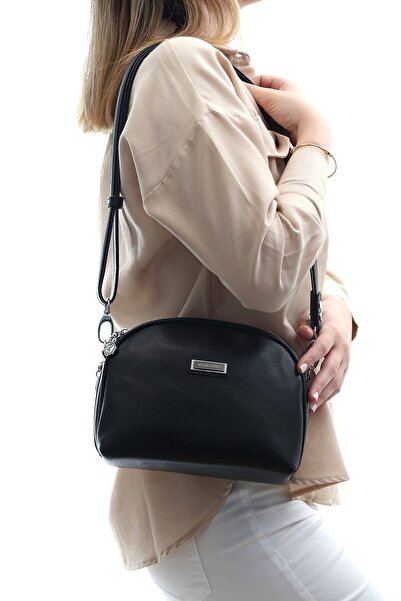 Silver Polo Μαύρη - Μαύρη γυναικεία τσάντα χιαστί Nv765