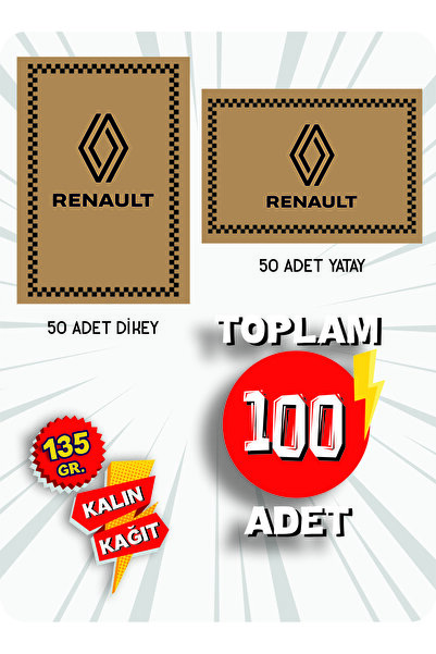 duha trend 35x50 120 Gr. Kraft Kağıt Oto Paspası Renault 50 Adet Dikey 50 Ade...