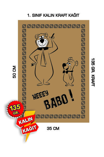 duha trend 35x50 120 Gr. Kraft Kağıt Oto Paspası Ayı Yogi 100 Adet