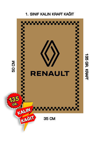 duha trend 35x50 120 Gr. Kraft Kağıt Oto Paspası Renault Dikey 100 Adet