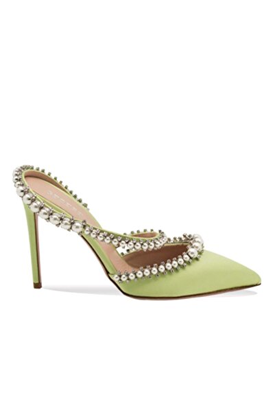 Gedebe Πράσινη πέτρα σατέν παπούτσια με τακούνι στιλέτο με τακούνι φιστίκι πρ...