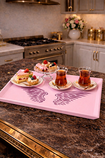 ASLI Hand Painted Wooden Tea, Coffee, Promise Engagement Decorative Serving P...