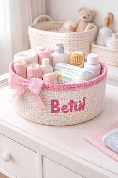 Secem Boutique isimli bebek sepeti, kişiselleştirilmiş sepet, jüt sepet
