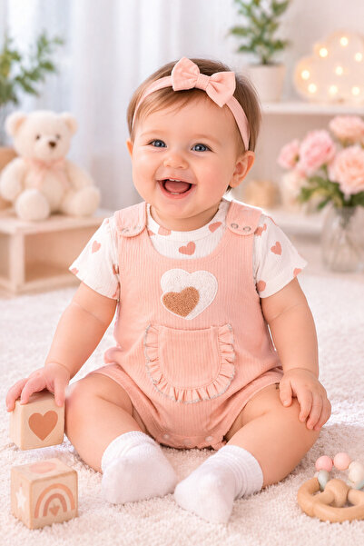 NAFİTTO Yazlık Kız Bebek t-shirt Tulum ve çorap 3'lü Set – Pamuklu Rahat Bebe...