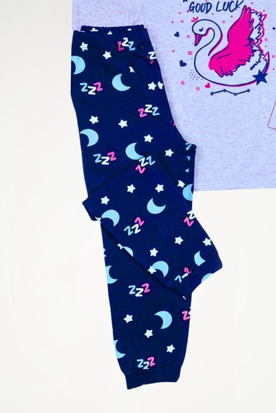 Newteam OEKO-TEX ®   Set pijamale pentru fete, 100% bumbac, cu model, cu mâneci lungi și pantaloni 4101