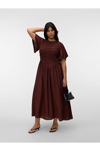 Veromoda Curve Gesmoktes Kleid VMCNIA Midikleid