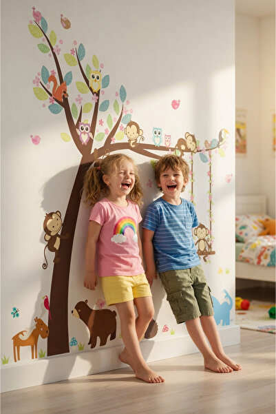 KT Decor Παιδικό και βρεφικό δωμάτιο Cute Forest Animals Bear Elephant Monkey...