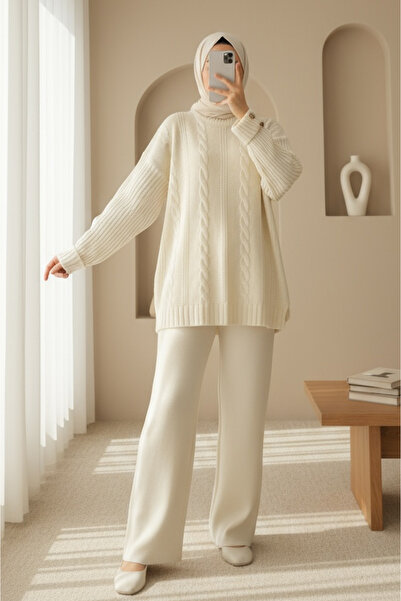 Modamorfo Σετ πλεκτών με μοτίβο πλεξούδας, λεπτομέρεια με κουμπιά στη λαβή - ...