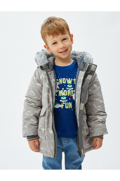 Koton Τσέπη με φερμουάρ με κουκούλα με κουκούλα από ψεύτικη γούνα