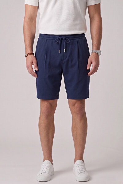 GENIUS STORE Ανδρικό σορτς άνετης εφαρμογής σε σκούρο μπλε, καλοκαιρινό, με ε...