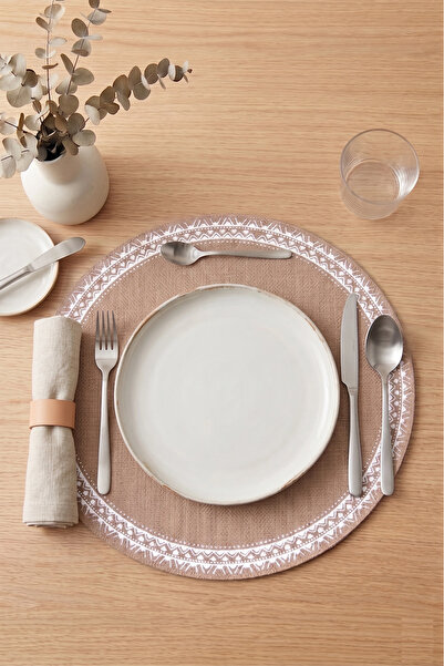 AVANTAGE HOME Ethnic - 6 τεμάχια γιούτα με στάμπα στρογγυλά επιτραπέζια σκεύη...