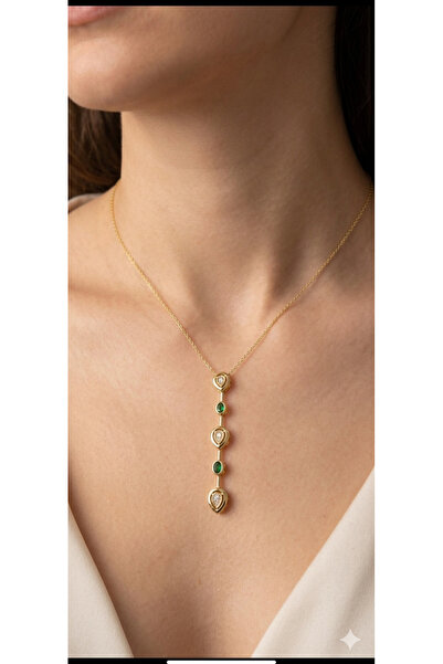 Voiste Gold Y Necklace with Stones |   Low-Cut Necklace |   Elegant and Spark...
