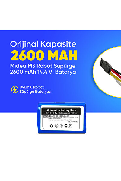 Midea M3 Robot Süpürge 2600 mAh 14.4 V Batarya – Orjinal Uyumlu Uzun Ömürlü, ...