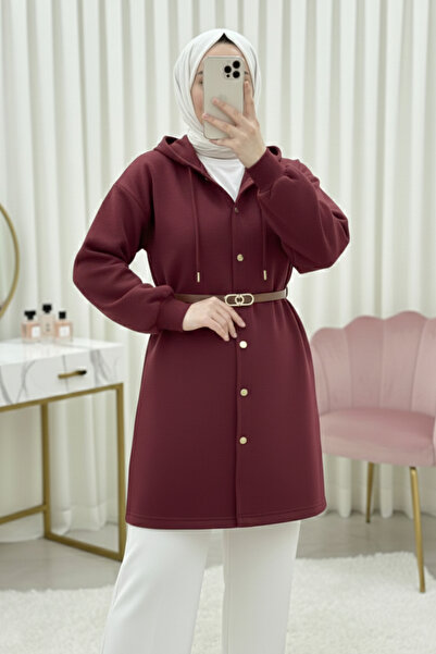 Modamorfo Φούτερ με κουκούλα και κουμπιά στο μπροστινό μέρος, με ζώνη στη μέσ...