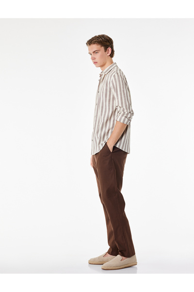 Koton Παντελόνι Chino από μείγμα λινού, κανονικής εφαρμογής, με ελαστική μέση...