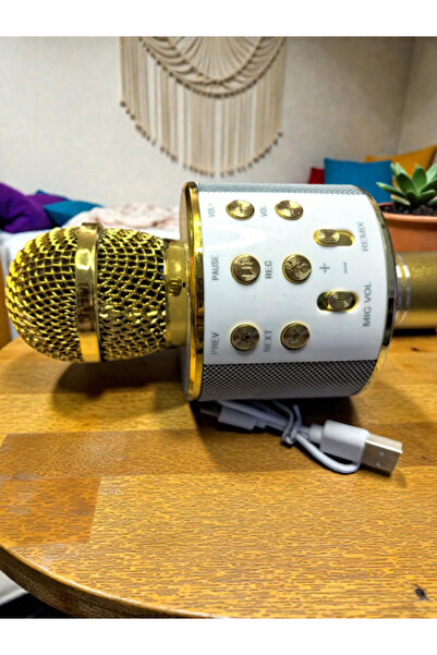 Generic Ασύρματο Μικρόφωνο Καραόκε "StarVoice" - Χρυσό - Ηχείο 5W, Bluetooth ...