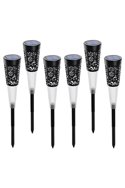 divendi-ro 6 x Lampă solară decorativă de grădină, lumină caldă, neagră