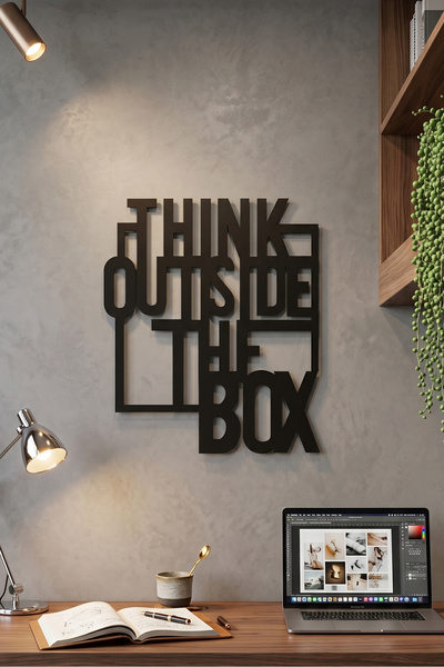 Yurudesign Lazer Cnc Kesim Metal Duvar Tablo Think Outside The Box 50*60 La12-b