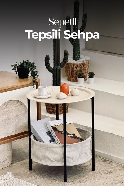 hemetalaksesuar Sepetli Tepsili Sehpa