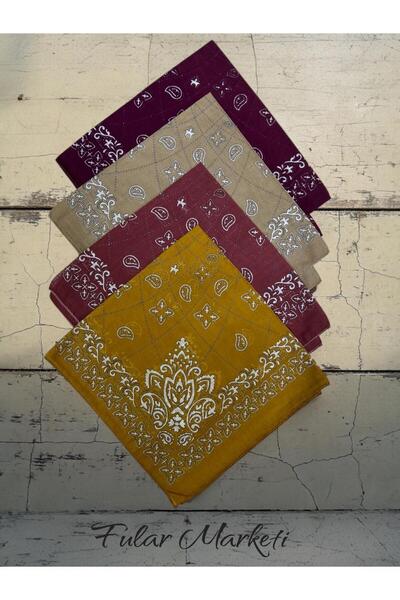 Fular Marketi Σετ μπαντάνα 100% βαμβάκι Elegance Καφέ Μουσταρδί Μπεζ Dusty Rose