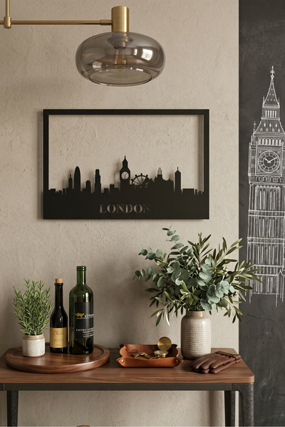 Yurudesign Lazer Cnc Kesim Metal Duvar Tablo Londra 30*45 La2-b