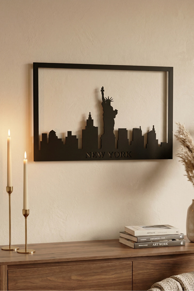 Yurudesign Lazer Cnc Kesim Metal Duvar Tablo New York 30*45 La3-b