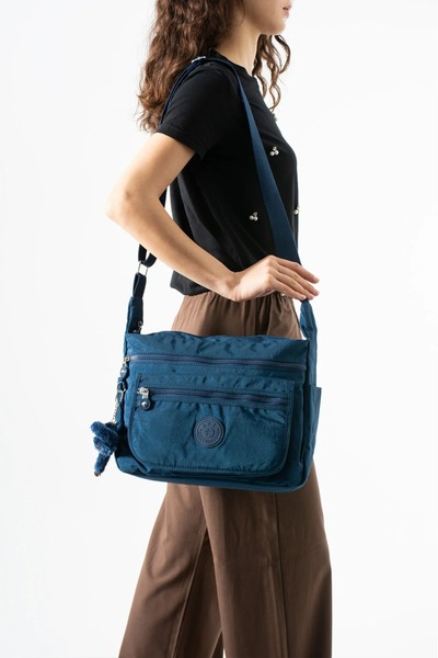 Alanç Gift Dark Blue Colored Water Repellent Fabric - Large Size Shoulder Mes...