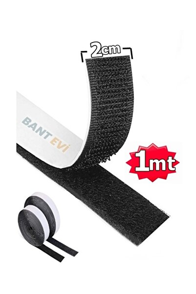 BANT EVİ Yapışkanlı Cırt Bant Siyah 2cmx1m Kendinden Yapışkanlı Cırt Cırtlı Bant