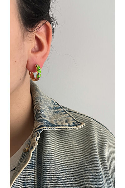 BusradanDesign Special Series Enamel Flower Hoop Earrings Inner Diameter: 1.6 cm