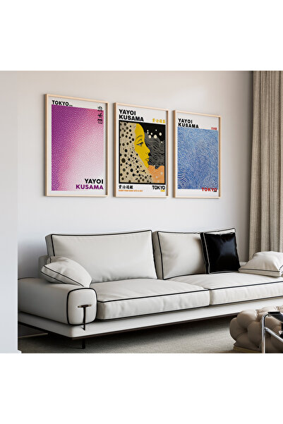 Artiera Σετ ζωγραφικής 3 τεμαχίων Kusama Dot and Line Japandi Art με ξύλινο π...