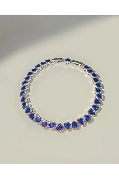 h&b design jewel Vip Silver Lacivert Çift Yön Kalpli Bileklik
