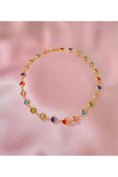 h&b design jewel Gold Colored Mini Heart Choker