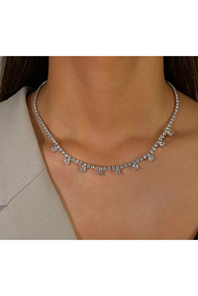 h&b design jewel Silver 9 Taşlı Choker & Kolye