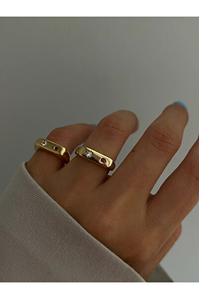 h&b design jewel خاتم صغير بتفاصيل حجر مزدوج