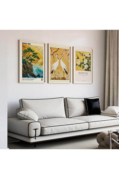 Artiera Σετ ζωγραφικής με ξύλινο πλαίσιο 3 τεμαχίων Bonsai Tree Swirls Japand...