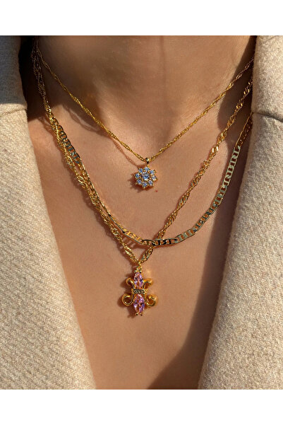 h&b design jewel Pembe Fransız Zambaklı Kolye