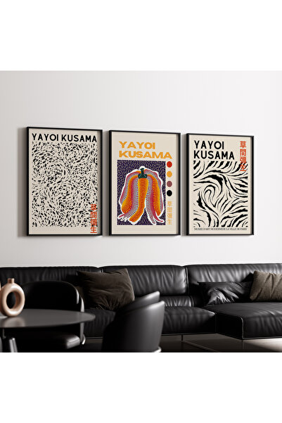 Artiera Σετ ζωγραφικής 3 τεμαχίων Kusama Minimal Harmony Japandi Art με ξύλιν...