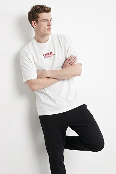 COMBİNE MİCHAİL Ανδρικό μπλουζάκι με στάμπα Oversize σε χρώμα εκρού