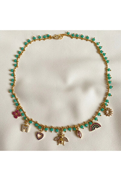 h&b design jewel Charmlı Su Yeşili Kolye