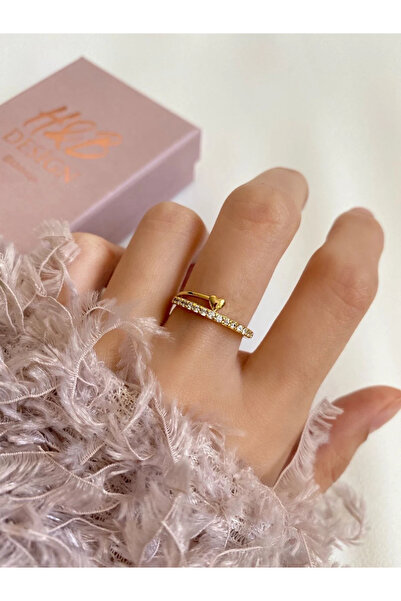 h&b design jewel Mini Heart Detailed Rhinestone Ring