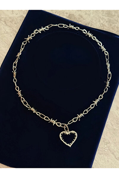 h&b design jewel Steel Heart Wire Detail Necklace