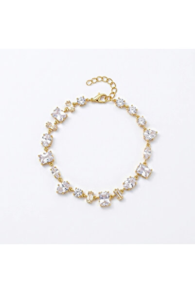h&b design jewel سوار من الفولاذ الذهبي مع حجر أبيض
