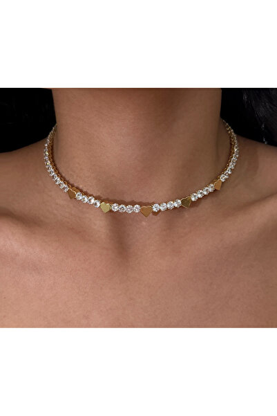 h&b design jewel Çelik Kalpli Su Yolu Choker